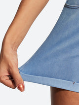 IUGA High Waisted Stretchy Tummy Control Pull On Jean Shorts