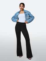 IUGA FlexDenim™ High Waisted Stretchy Pull On Flare Jeans - IUGA