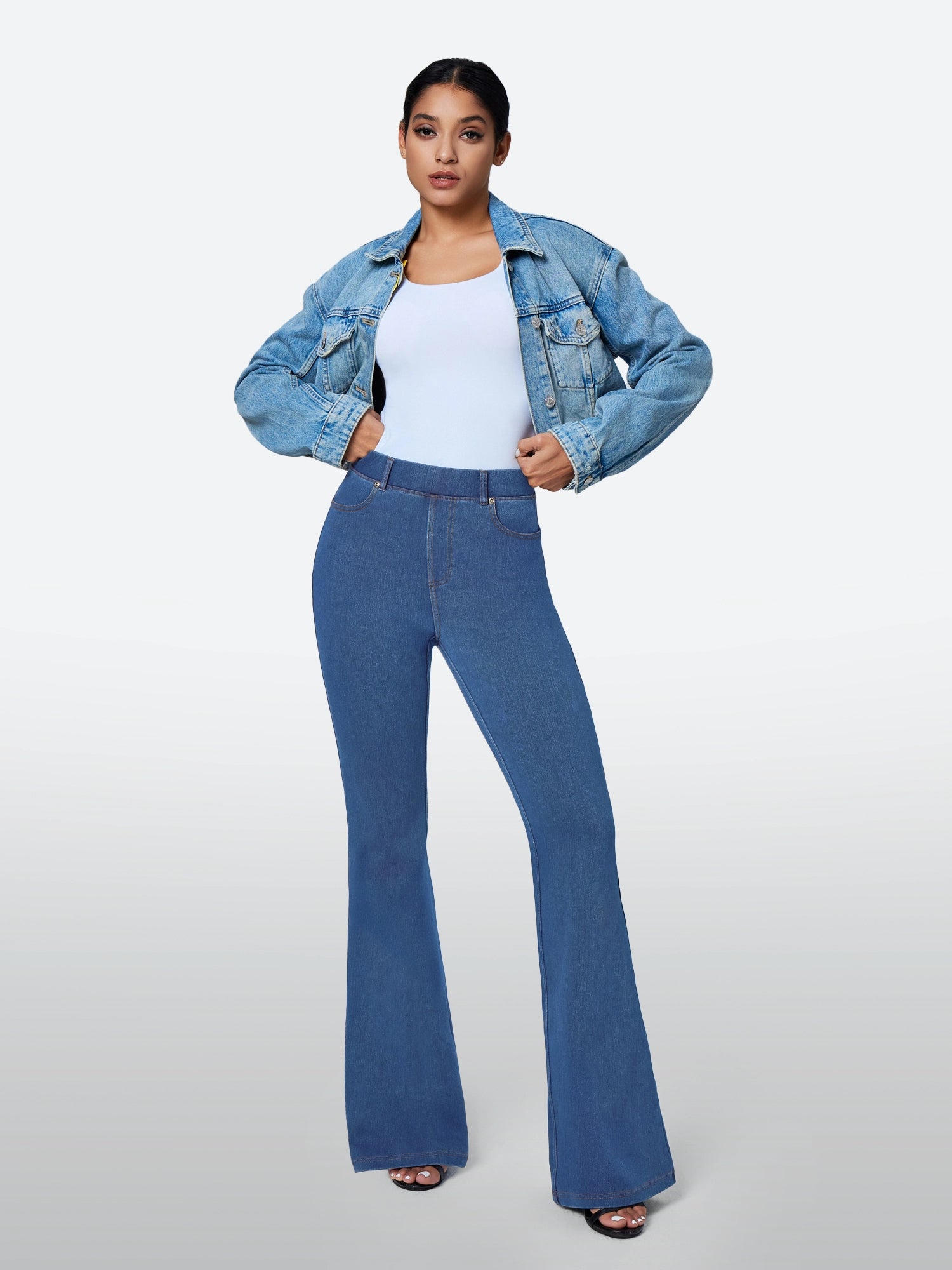 IUGA FlexDenim™ High Waisted Stretchy Pull On Flare Jeans - IUGA