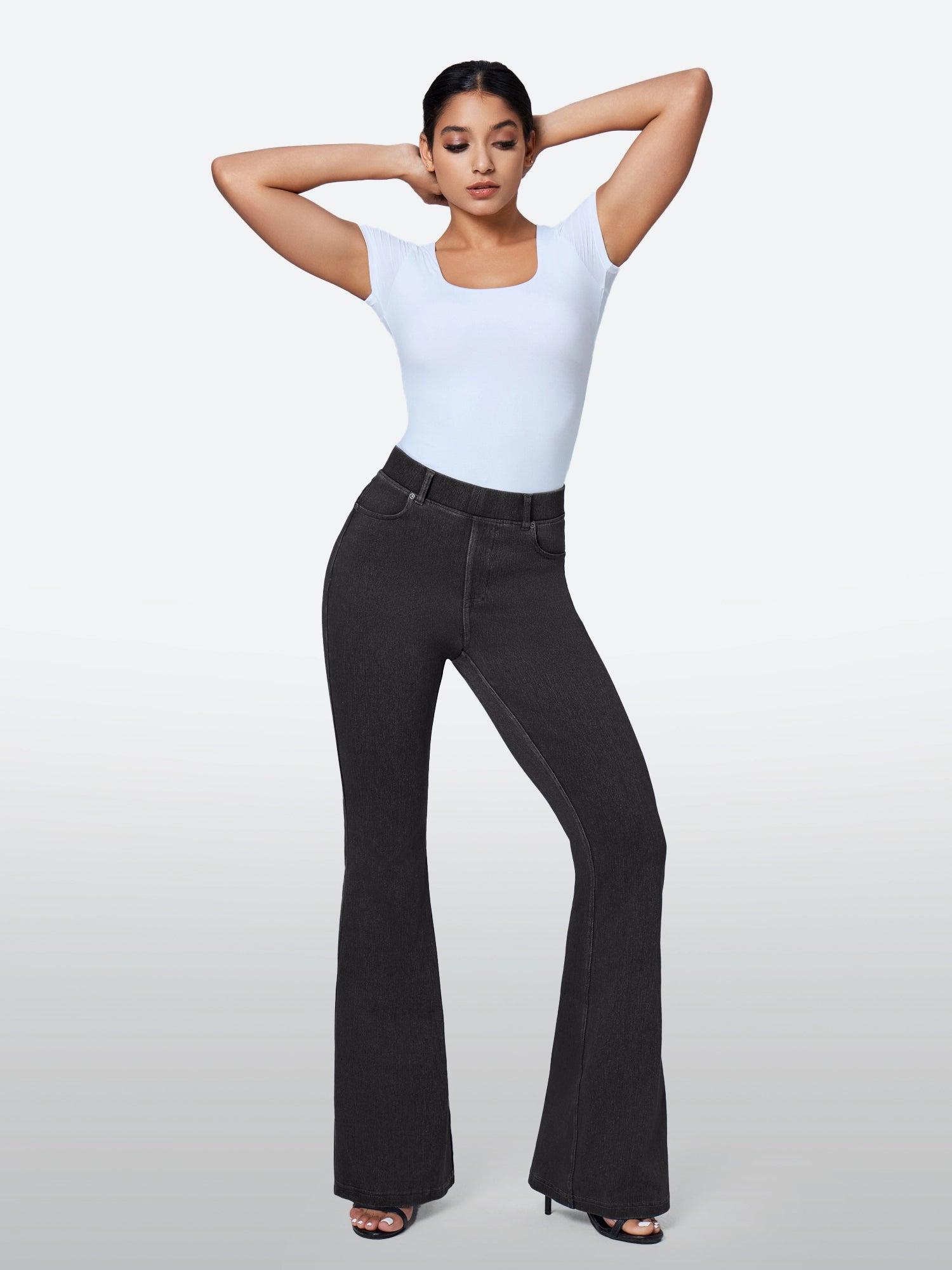 IUGA FlexDenim™ High Waisted Stretchy Pull On Flare Jeans - IUGA
