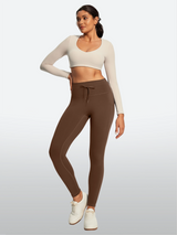 IUGA HeatLab® Waterproof No Front Seam Fleece-Lined High-Waist Drawstring Leggings | Affordable Yoga Leggings & Activewear by IUGA