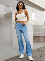 IUGA FlexDenim™ High Waist Pull On Wide Leg Jeans - IUGA