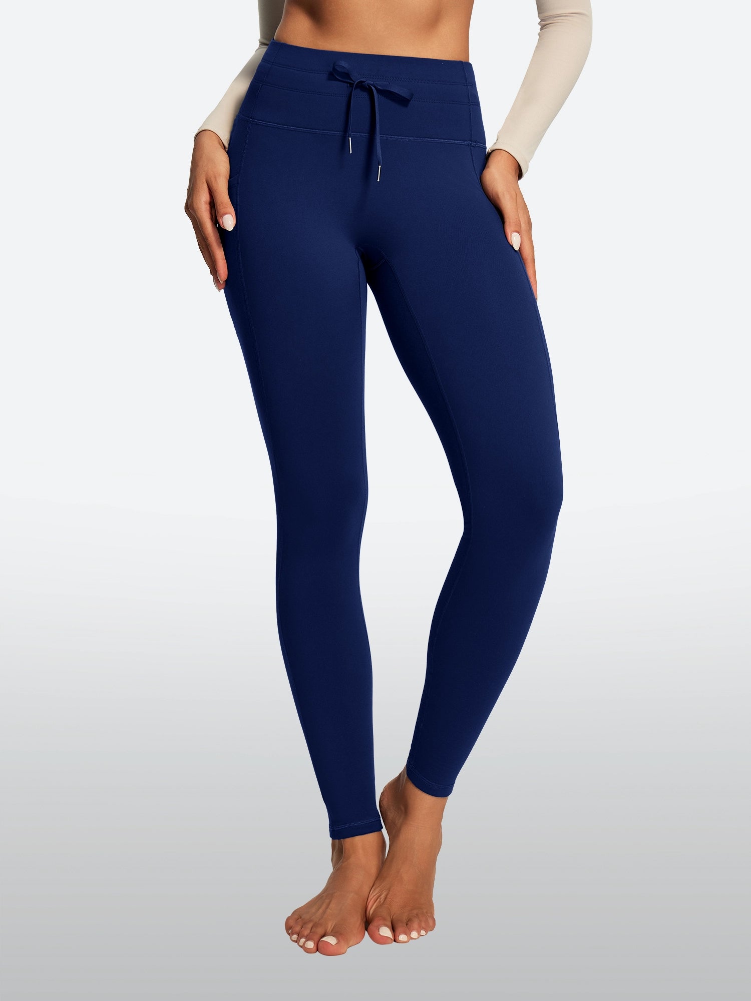 IUGA HeatLab® Waterproof No Front Seam Fleece-Lined High-Waist Drawstring Leggings | Affordable Yoga Leggings & Activewear by IUGA