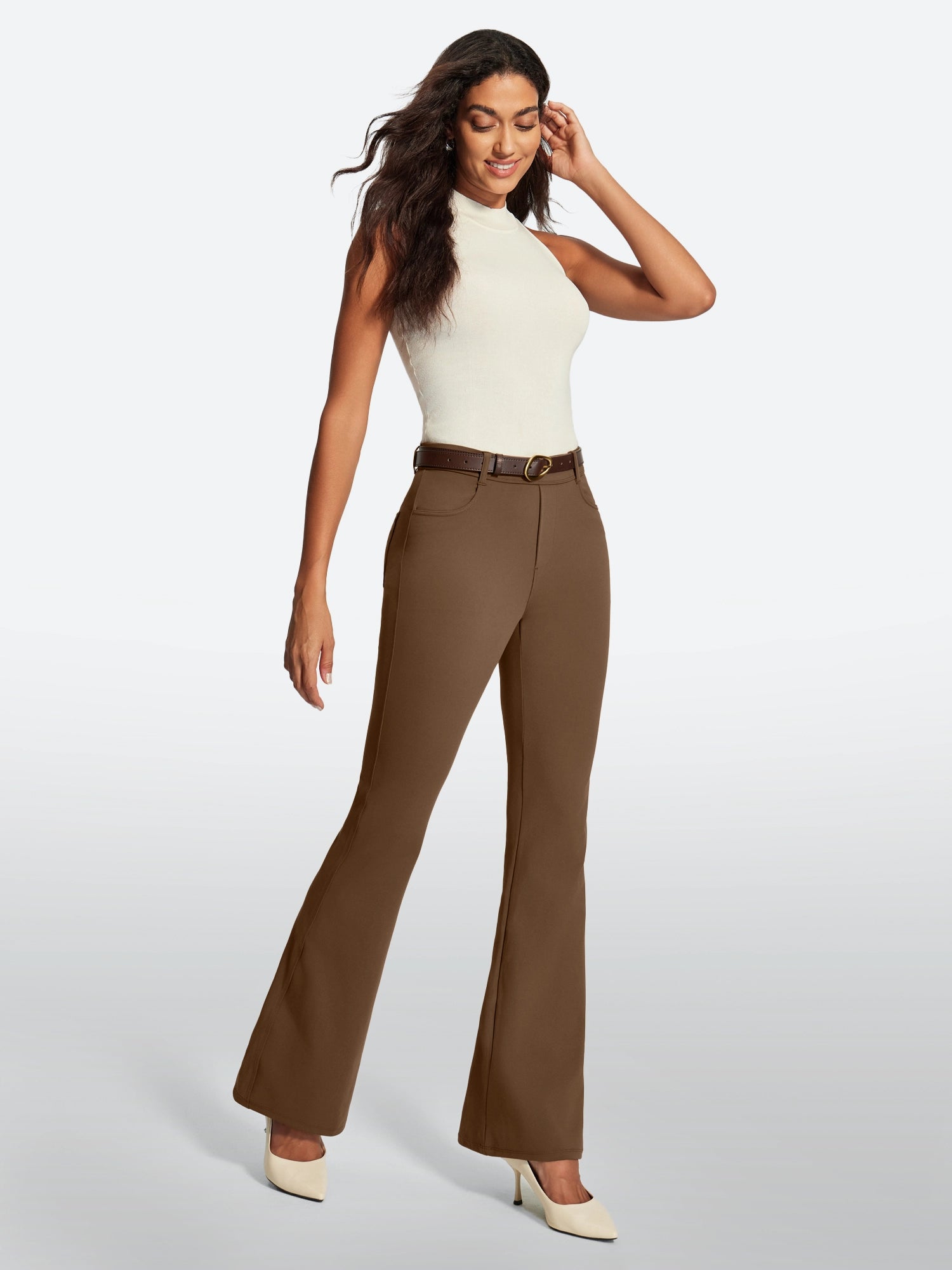 IUGA Stretchy Pull On Bootcut Work Pants With Pockets