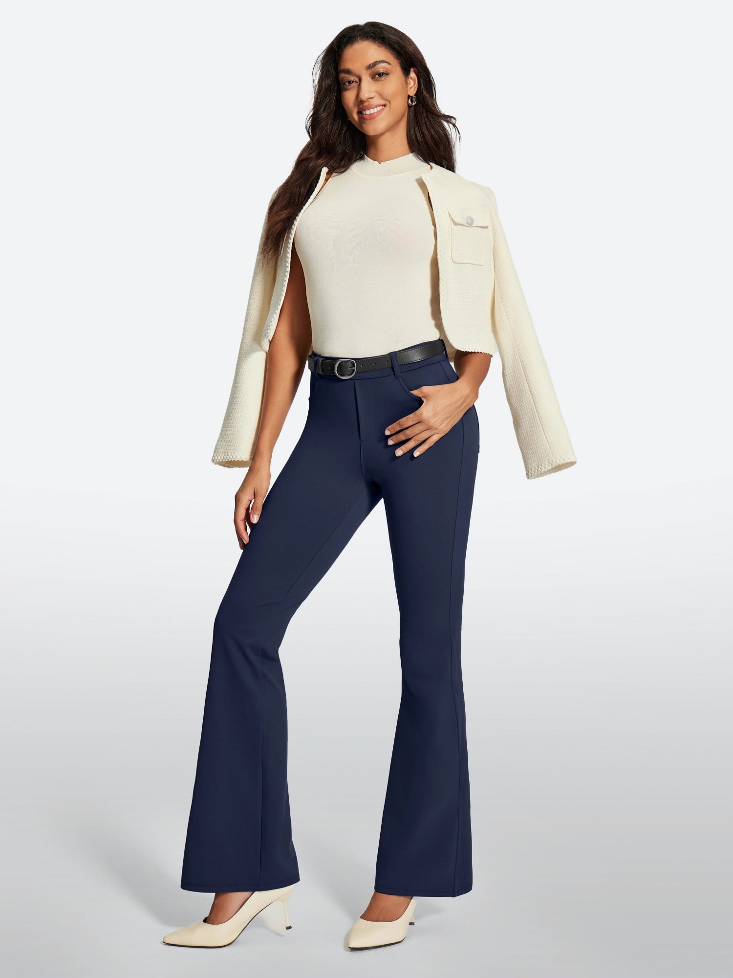 IUGA Stretchy Pull On Bootcut Work Pants With Pockets