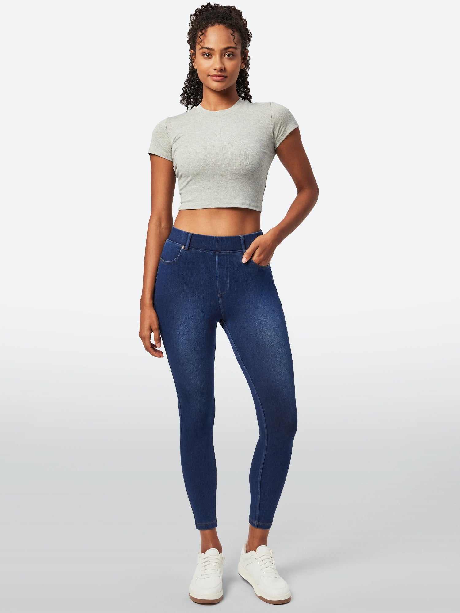 IUGA FlexDenim™ High Waisted Pull On Tummy Control Stretchy Jeans With Pockets - IUGA