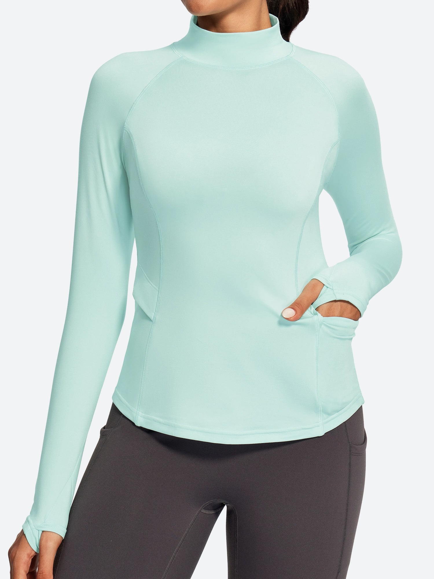 IUGA Turtleneck Long Sleeve Fleece Lined Thermal Shirts With Pockets | Affordable Yoga Leggings & Activewear by IUGA
