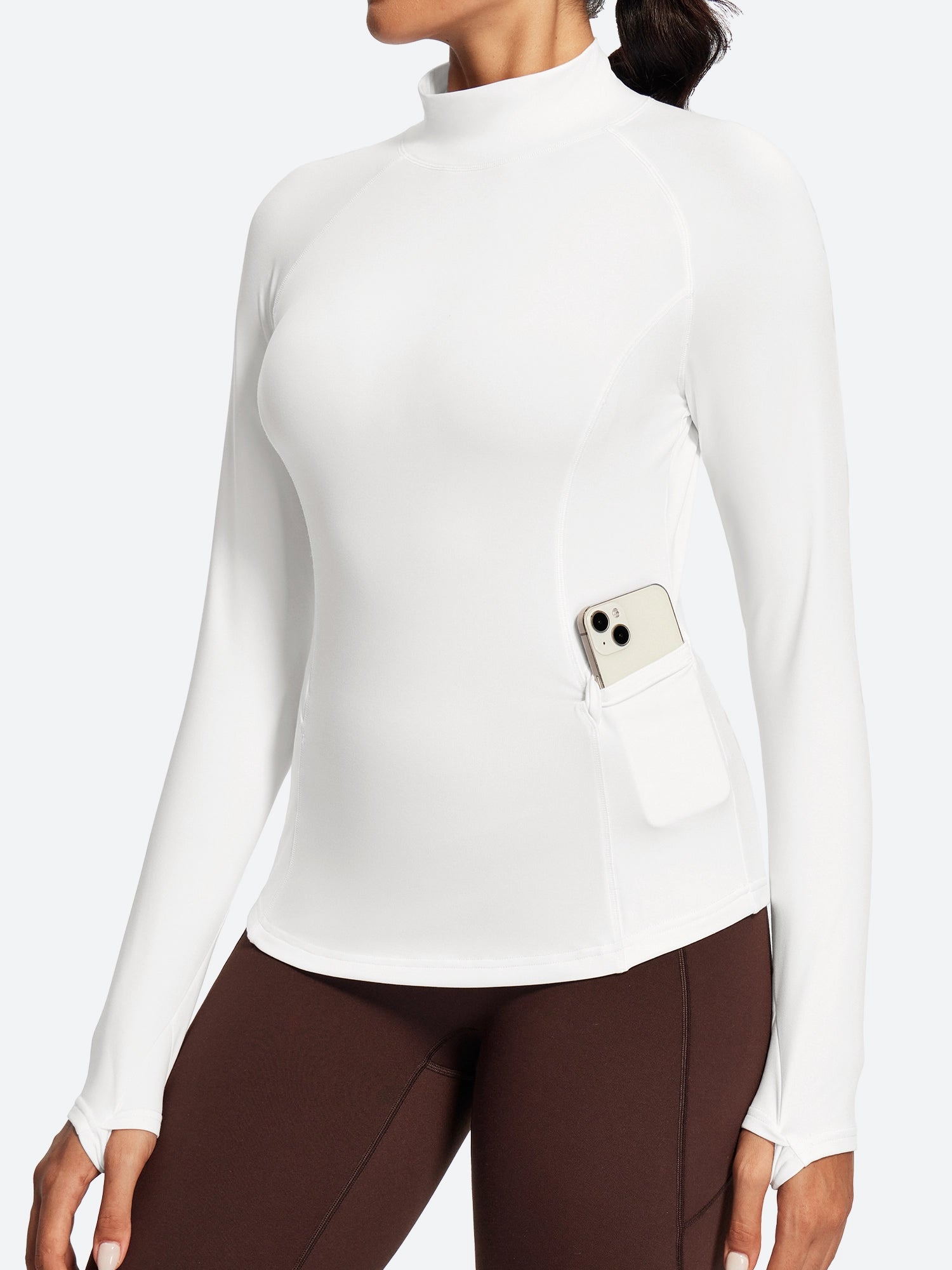 IUGA Turtleneck Long Sleeve Fleece Lined Thermal Shirts With Pockets | Affordable Yoga Leggings & Activewear by IUGA