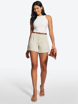 IUGA High Waisted Pleated Wide Leg Shorts