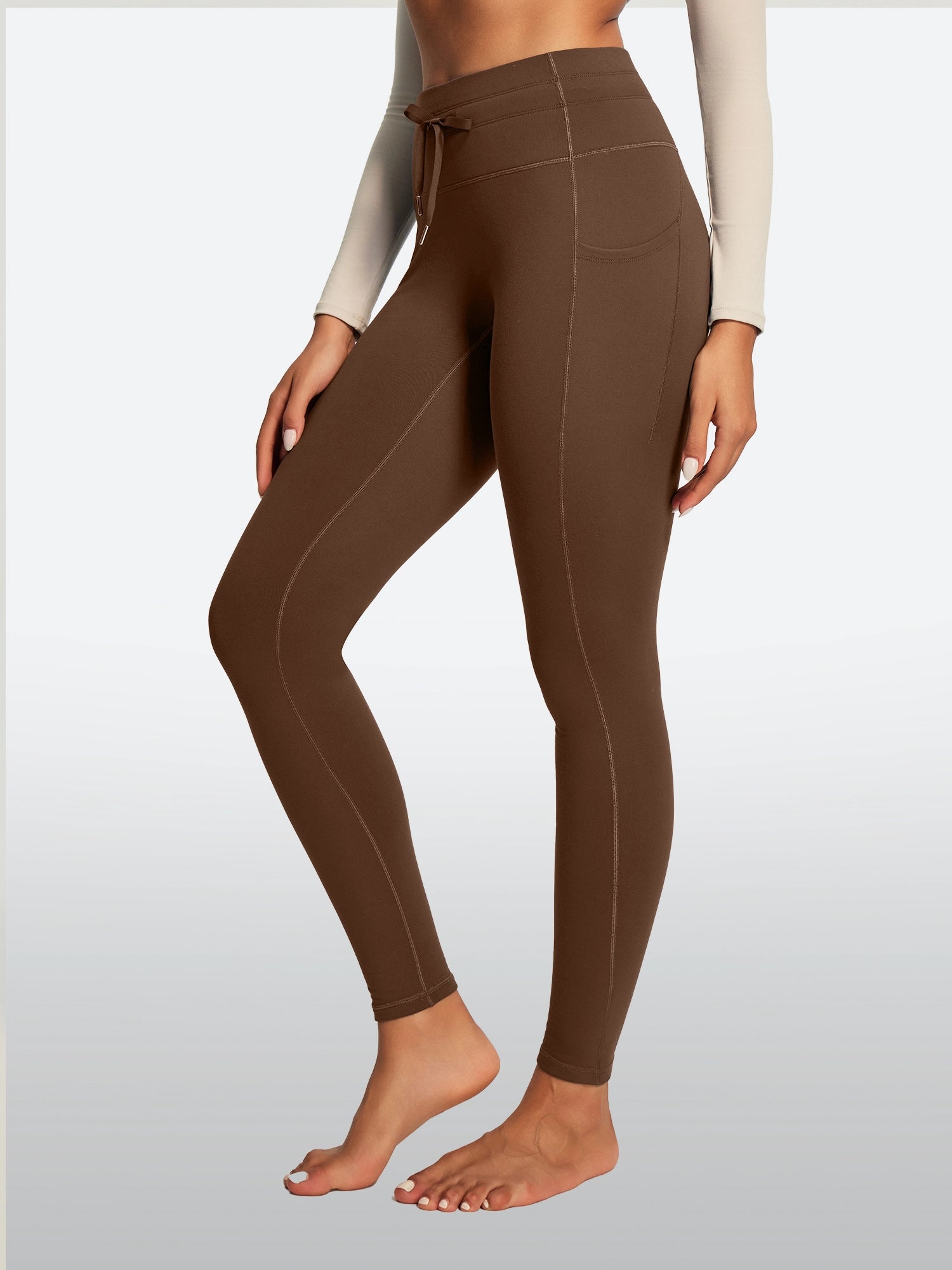 IUGA HeatLab® Waterproof No Front Seam Fleece-Lined High-Waist Drawstring Leggings | Affordable Yoga Leggings & Activewear by IUGA