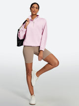 IUGA Soft Quarter Zip Pullover Cropped Drawstring Hem Sweatshirts With Pockets - IUGA