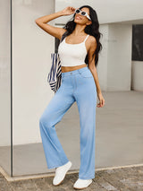 IUGA FlexDenim™ High Waist Pull On Wide Leg Jeans - IUGA
