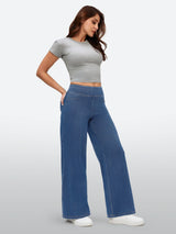 IUGA FlexDenim™ High-Waist Pull On Wide-Leg Jeans - IUGA