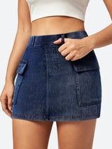 High Stretch Denim Jean Skirt Wash Blue
