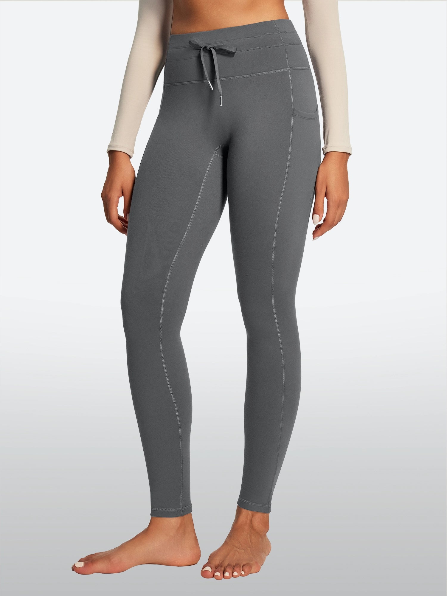 IUGA HeatLab® Waterproof No Front Seam Fleece-Lined High-Waist Drawstring Leggings | Affordable Yoga Leggings & Activewear by IUGA