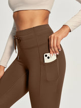 IUGA HeatLab® Waterproof No Front Seam Fleece-Lined High-Waist Drawstring Leggings | Affordable Yoga Leggings & Activewear by IUGA