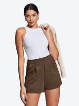 IUGA High Waisted Pleated Wide Leg Shorts