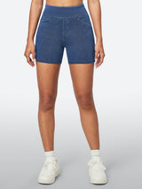 IUGA FlexDenim™ Stretchy High Waisted Pull On Jean Shorts With Pockets - IUGA
