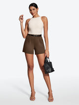 IUGA High Waisted Pleated Wide Leg Shorts
