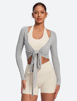 IUGA Long Sleeve Front or Back Tie Cover Up Pilates Wrap Top