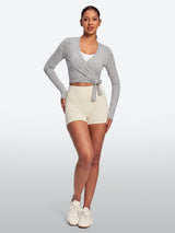 IUGA Long Sleeve Front or Back Tie Cover Up Pilates Wrap Top