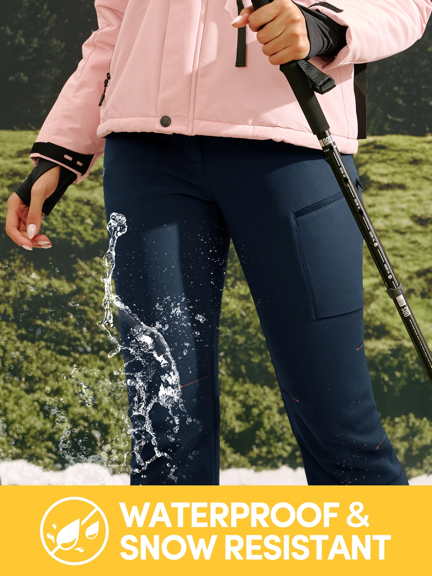 IUGA Women's Fleece Lined Waterproof Softshell Insulated Snow Ski Pants | Affordable Yoga Leggings & Activewear by IUGA