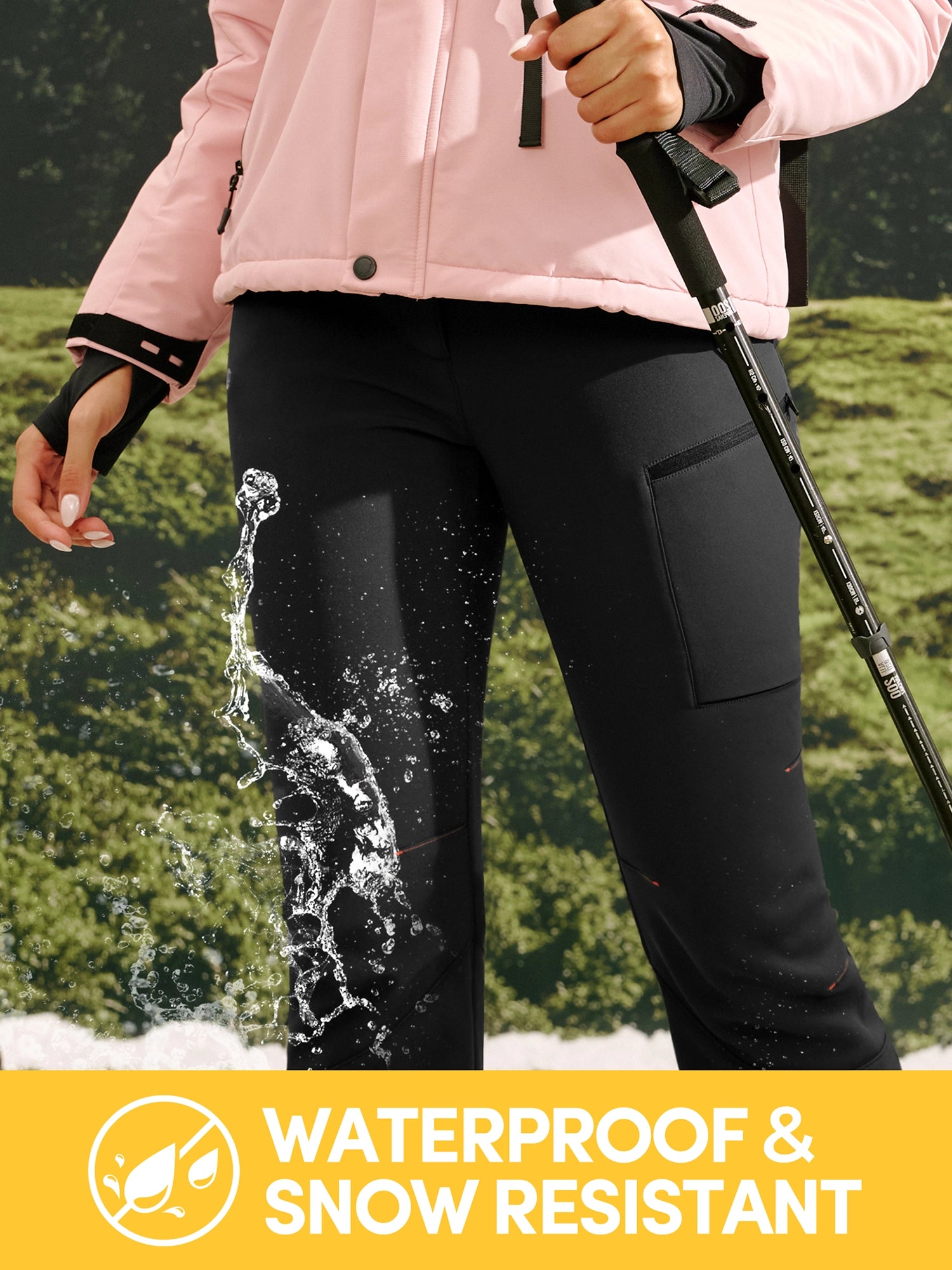 IUGA Women's Fleece Lined Waterproof Softshell Insulated Snow Ski Pants | Affordable Yoga Leggings & Activewear by IUGA