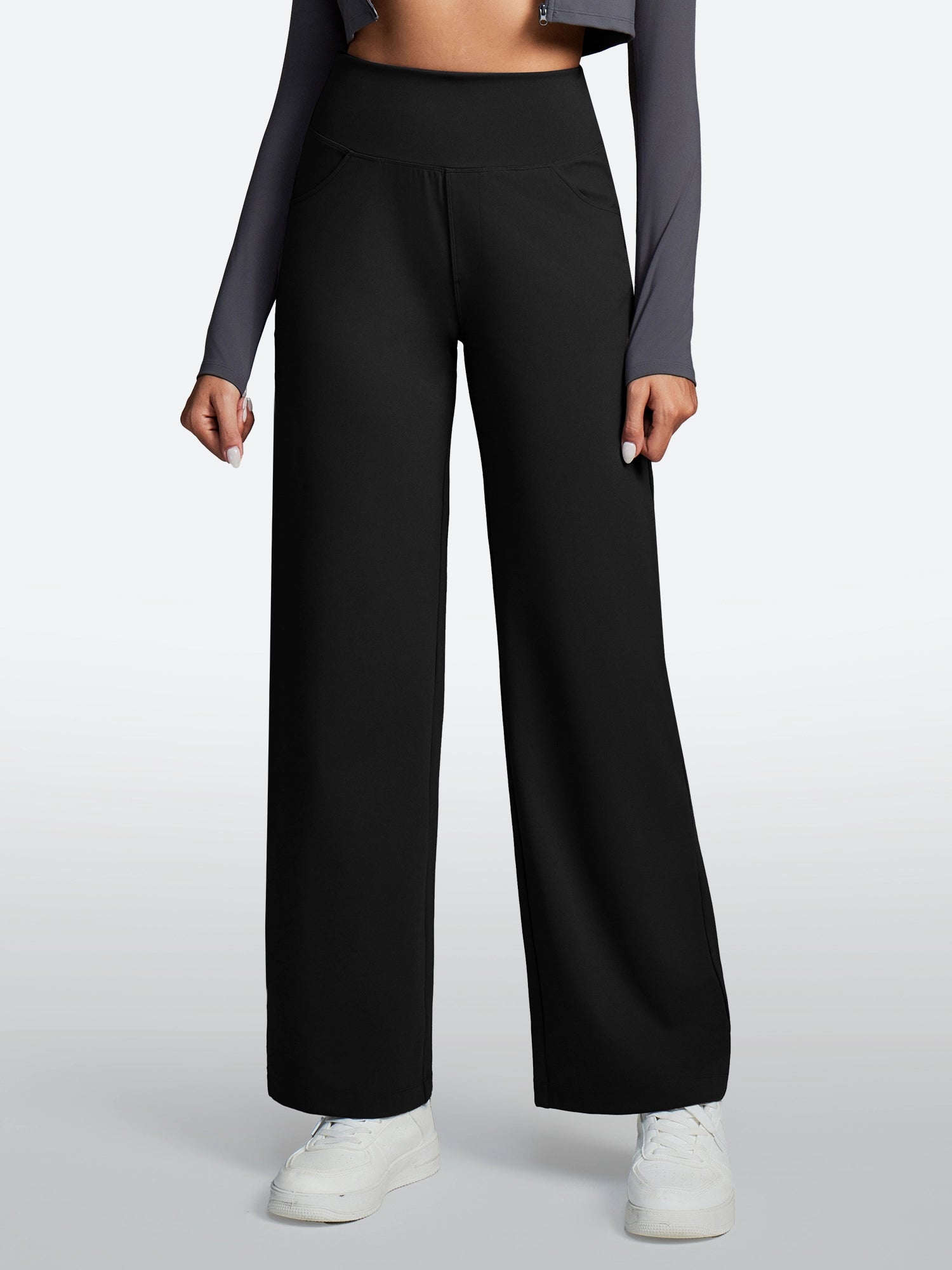 IUGA High Waisted Wide Leg Yoga Dress Pants With Pockets - IUGA
