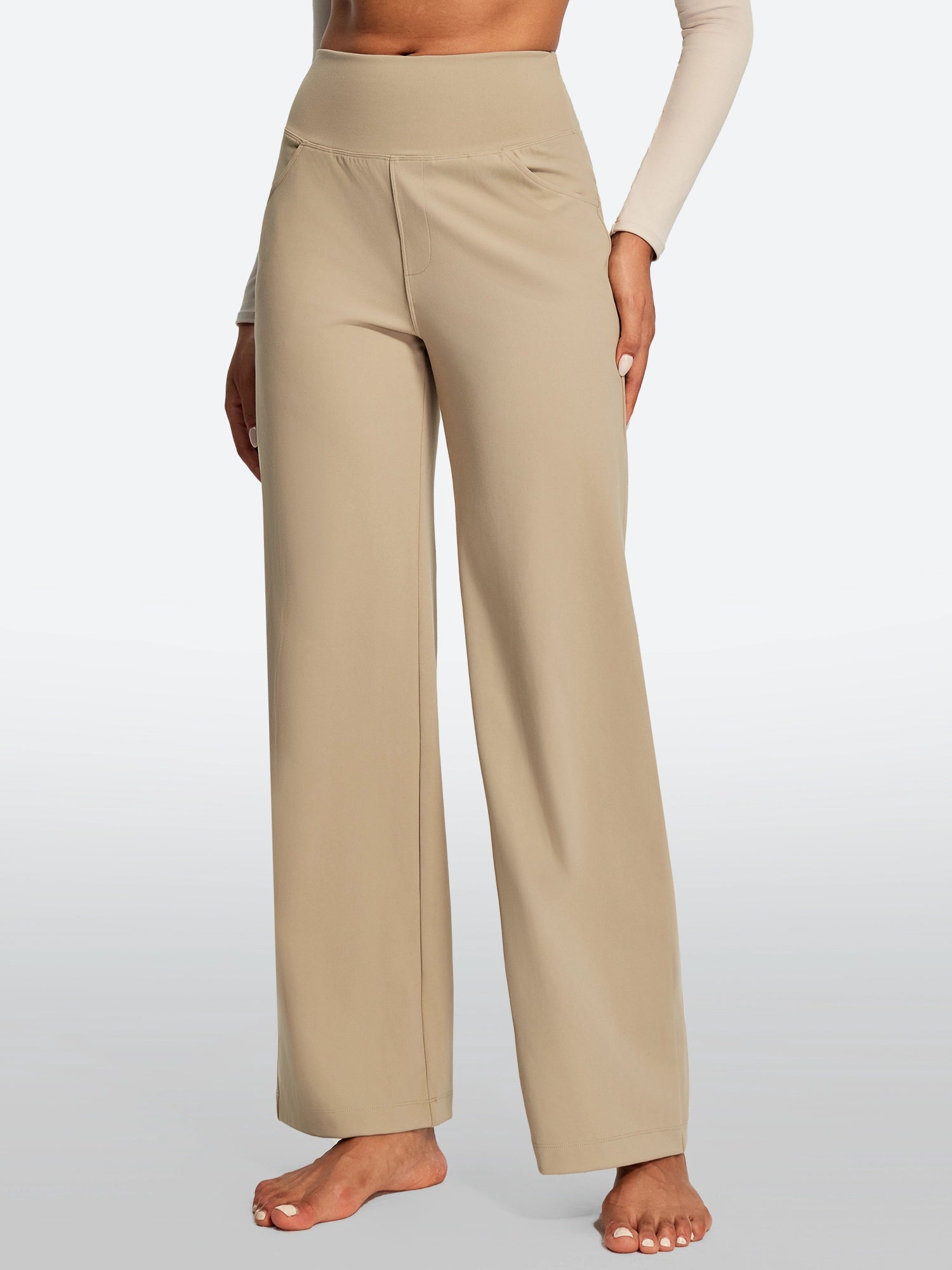 IUGA High Waisted Wide Leg Yoga Dress Pants With Pockets - IUGA